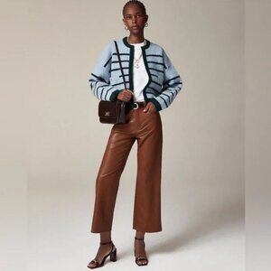 NWT J. CREW Kate Straight Leg Faux Leather Pant in Brown Leather Saddle Size 4